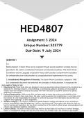 HED4807 Assignment 3 &lpar;ANSWERS&rpar; 2024 - DISTINCTION GUARANTEED