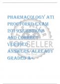 Pharmacology ATI  Proctored Exam  2019 QUESTIONS  AND CORRECT  VERIFIED  ANSWERS&sol;ALREADY  GRADED A&plus;