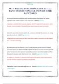 NCCT BILLING AND CODING EXAM ACTUAL EXAM 150 QUESTIONS AND ANSWERS WITH RATIONALES
