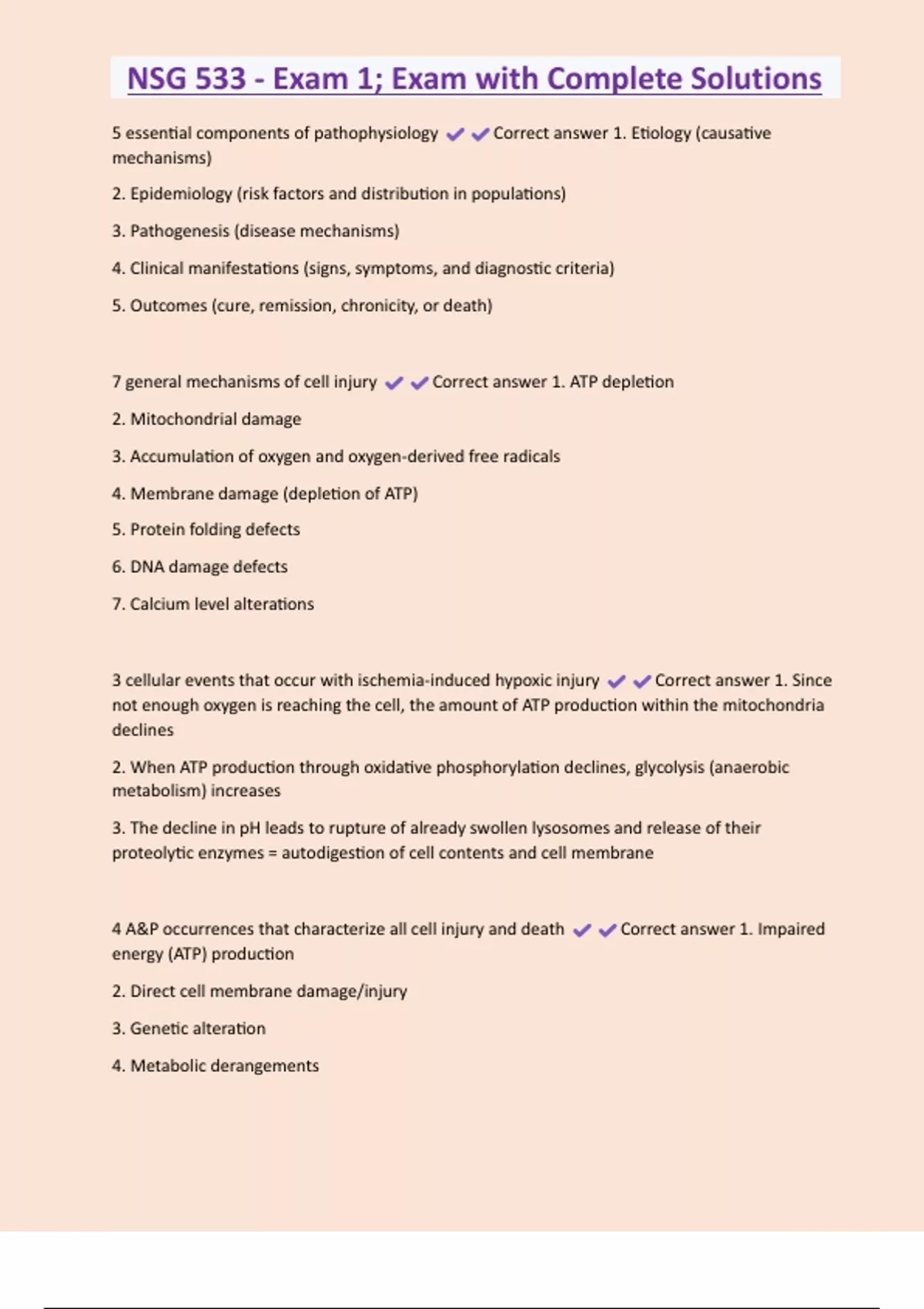 NSG 533 - Exam 1; Exam with Complete Solutions - NSG 533 - Stuvia US