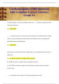 Cardiomyopathy CMO Questions  with Complete Correct Answers &vert;  Grade A&plus;