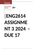 Exam &lpar;elaborations&rpar; ENG2614 Assignment 3 &lpar;COMPLETE ANSWERS&rpar; 2024 &lpar; - Due 17 July 2024  &bull;&Tab;Course &bull;&Tab;Applied English Literature for Intermediate Phase &lpar;ENG2614&rpar; &bull;&Tab;Institution &bull;&Tab;University Of South Africa &lpar;Unisa&rpar; &bull;&Tab;Book &bull;&Tab;Literature for English Intermediate T