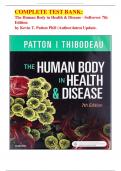 COMPLETE TEST BANK&colon; The Human Body in Health & Disease - Softcover 7th Edition by Kevin T&period; Patton PhD &lpar;Author&rpar;latest Update&period;