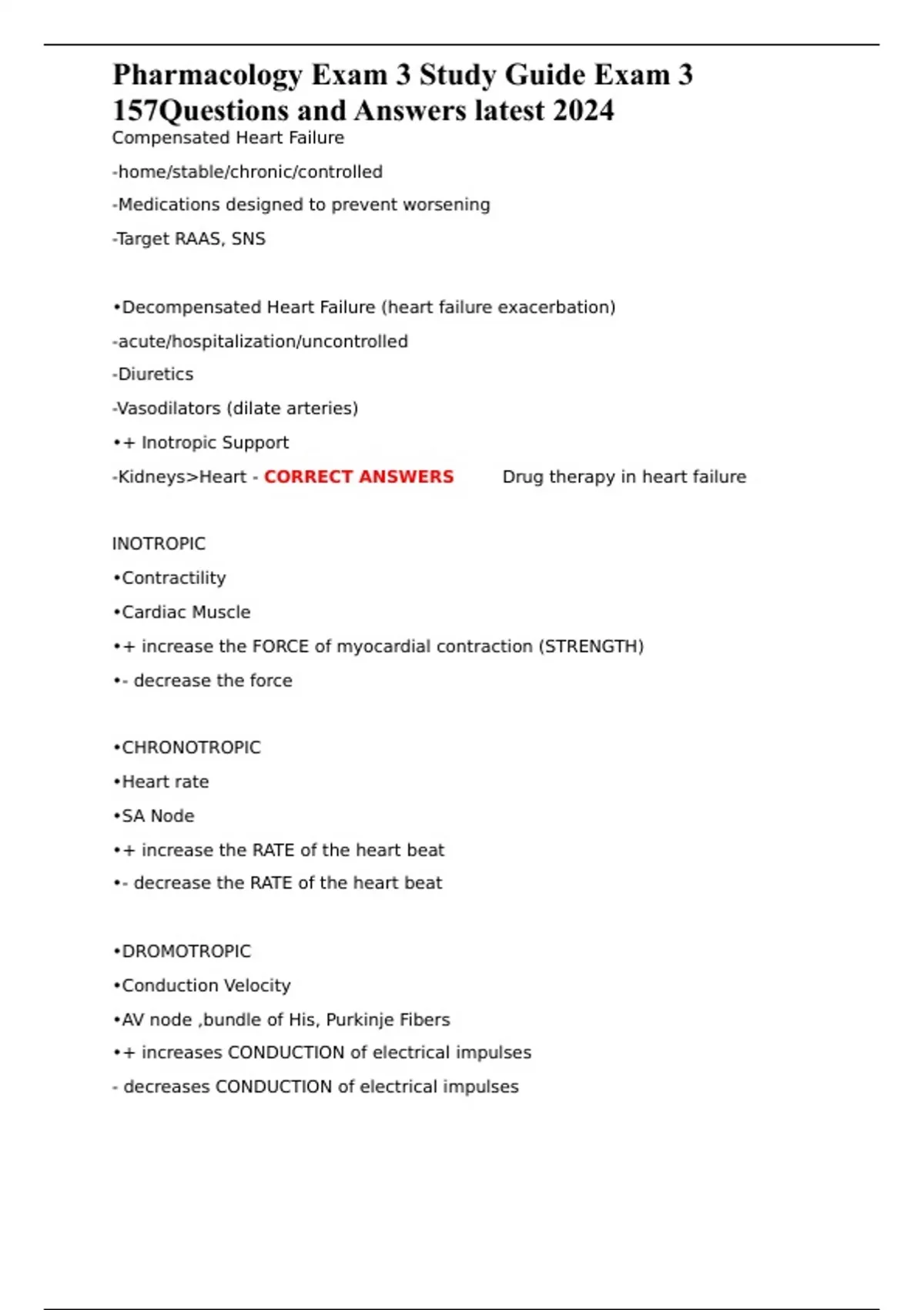 Pharmacology Exam 3 Study Guide Exam 3 157Questions and Answers latest ...