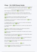 Chap&period; 1 & 2 EHR Study Guide &lpar;ANSWERS&rpar; 2024 - DISTINCTION GUARANTEED &sol; Complete Verified Latest Version