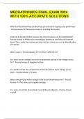 MECHATRONICS FINAL EXAM 2024 WITH 100&percnt; ACCURATE SOLUTIONS