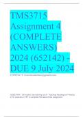 TMS3715 Assignment 4 &lpar;COMPLETE ANSWERS&rpar; 2024 &lpar;652142&rpar; - DUE 9 July 2024