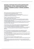 NATIONAL PESTICIDE APPLICATOR CERTIFICATION CORE MANUAL ACTUAL EXAM QUESTIONS WITH CORRECT ANSWERS ALREADY VERIFIED ANSWERS 2023-2024