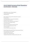 Life & Health Insurance Exam Questions and Answers- Colorado