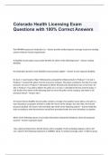 Colorado Health Licensing Exam Questions with 100- Correct Answers