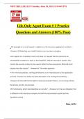 Life-Only Agent Exam &num; 1 Practice Questions and Answers &lpar;100&percnt; Pass&rpar;