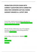 PROBATION OFFICER EXAM WITH CORRECT QUESTIONS WITH CORRECTRY ANALYZED ANSWERS &lpar;ACTUAL EXAM&rpar; ALREADY GRADED A&plus; LATEST 2024   