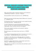 SPECIAL BOILER LICENSE PRACTICE EXAM WITH QUESTIONS AND VERIFIED ANSWERS