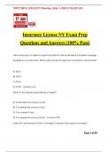 Insurance License NY Exam Prep Questions and Answers &lpar;100&percnt; Pass&rpar;
