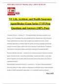 NY Life&comma; Accident&comma; and Health Insurance Agent&sol;Broker Exam Series 17-55 Prep Questions and Answers &lpar;100&percnt; Pass&rpar;