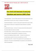 New York Life Insurance Exam prep Questions and Answers &lpar;100&percnt; Pass&rpar;