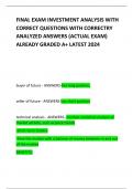 FINAL EXAM INVESTMENT ANALYSIS WITH CORRECT QUESTIONS WITH CORRECTRY ANALYZED ANSWERS &lpar;ACTUAL EXAM&rpar; ALREADY GRADED A&plus; LATEST 2024           