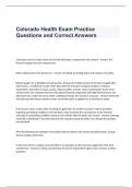 Colorado Health Exam Practice Questions and Correct Answers