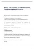 Health and Accident Insurance Practice Test Questions and Answers