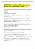 STEPP Marking Classified Information Questions and Answers graded A&plus;