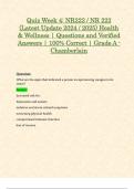 Quiz Week 4&colon; NR222 &sol; NR 222 &lpar;Latest Update 2024 &sol; 2025&rpar; Health & Wellness &vert; Questions and Verified Answers &vert; 100&percnt; Correct &vert; Grade A - Chamberlain