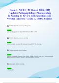 Exam 1&colon; NUR 3128 &lpar;Latest 2024- 2025 Update&rpar; Pathophysiology&sol; Pharmacology in Nursing 2&vert; Review with Questions and Verified Answers- Grade A -100&percnt; Correct