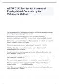 ASTM C173 -Test for Air Content of Freshly Mixed Concrete by the Volumetric Method questions with verified answers