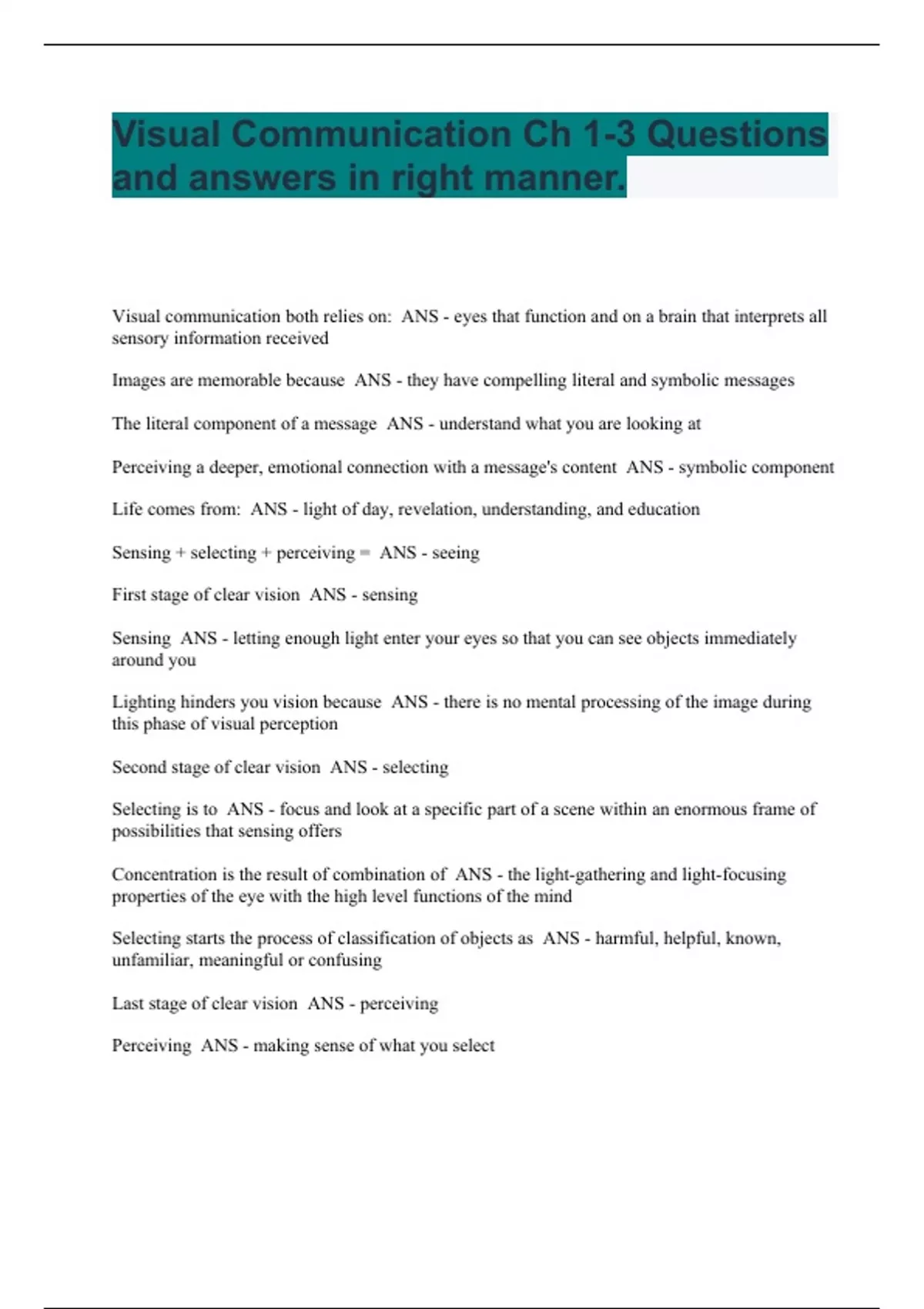 Visual Communication Ch 1-3 Questions and answers in right manner ...