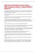 High School Baseball Umpire Exam &vert; With complete solution &vert; Latest 2024&sol;25 &vert; Rated A&plus;