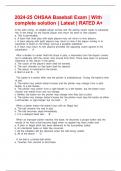 2024-25 OHSAA Baseball Exam &vert; With complete solution &vert; Latest &vert; RATED A&plus;