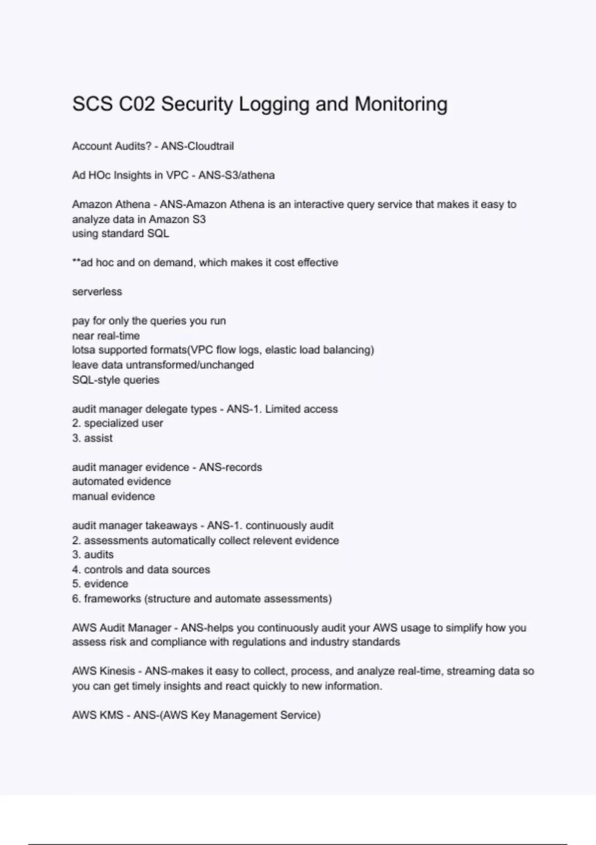 SCS C02 Security Logging and Monitoring (ANSWERS) 2024 - DISTINCTION ...