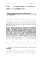 Tema 12 - Biología Molecular I. Replicación y Reparación