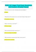 EXSC 221 Hager Final Exam Questions  and Answers Already Passed