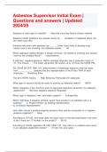 Asbestos Supervisor Initial Exam &vert; Questions and answers &vert; Updated 2024&sol;25 