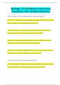 Biology 172 UH Manoa Final Exam Questions with Verified Solutions