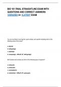 BIO 101 FINAL STRAIGHTLINE EXAM WITH  QUESTIONS AND CORRECT ANSWERS  GRADED A&plus; LATEST EXAM