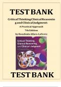 Test Bank For Critical Thinking&comma; Clinical Reasoning&comma; and Clinical Judgment&colon; A Practical Approach 7th Edition by Rosalinda Alfaro-LeFevre&vert;&vert;ISBN NO&colon;10&comma;0275972356&vert;&vert;ISBN NO&colon;13&comma;978-0323581257&vert;&vert;All Chapters&vert;&vert;Complete Guide A&plus;