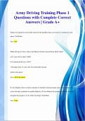 Army Driving Training Phase 1 Questions with Complete Correct  Answers &vert; Grade A&plus;