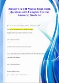Biology 172 UH MANOA Exam  Questions with Complete Correct Answers  