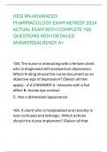 HESI RN ADVANCED PHARMACOLOGY EXAM NEWEST 2024 ACTUAL EXAM WITH COMPLETE 160 QUESTIONS WITH DETAILED ANSWERS&vert;ALREADY A&plus;