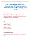 NR 577 Week 7 Primary Care Management of Adolescents and Adults Exam Guide Rated A&plus; &vert; Latest 2024 