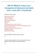 NR 577 Week 6 &vert; Primary Care Management of Adolescents and Adults Exam &vert; Latest 2024 &vert; Chamberlain 