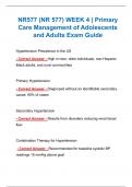 NR577 &lpar;NR 577&rpar; WEEK 4 &vert; Primary Care Management of Adolescents and Adults Exam Guide