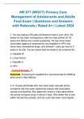 NR 577 &lpar;NR577&rpar; Final Exam &vert; Primary Care Management of Adolescents and Adults Final Exam &vert; Questions and Answers with Rationale &vert; Rated A&plus; &vert; Latest 2024
