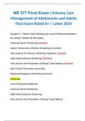 NR 577 Final Exam &vert; Primary Care Management of Adolescents and Adults Final Exam Rated A&plus; &vert; Latest 2024