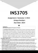 INS3705 Assignment 2 &lpar;ANSWERS&rpar; Semester 2 2024 - DISTINCTION GUARANTEED