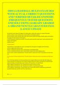 OHSAA BASEBALL RULES EXAM 2024  WITH ACTUAL CORRECT QUESTIONS  AND VERIFIED DETAILED ANSWERS  &vert;FREQUENTLY TESTED QUESTIONS  AND SOLUTIONS &vert;ALREADY GRADED  A&plus;&vert;BRAND NEW&excl;&excl;&vert;GUARANTEED PASS  &vert;LATEST UPDATE