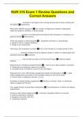 NUR 315 Exam 1 Review Questions and Correct Answers