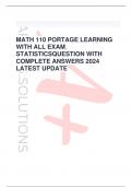 MATH 110 PORTAGE LEARNING WITH ALL EXAM STATISTICSQUESTION WITH COMPLETE ANSWERS 2024 LATEST UPDATE