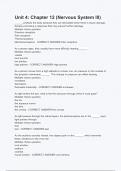 Unit 4  Chapter 12 &lpar;Nervous System III&rpar; Questions with 100&percnt; Actual correct answers &vert; verified &vert; latest update &vert; Graded A&plus; &vert; Already Passed &vert; Complete Solution 2024 - 2025